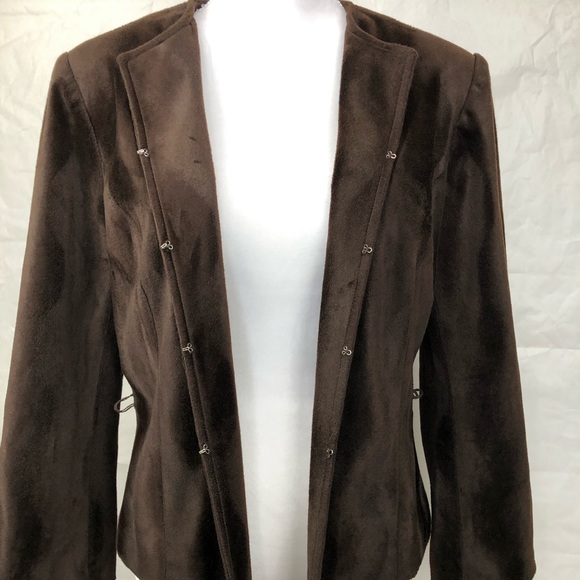 CACHE Brown Collarless Box Blazer Jacket Sz M - Picture 5 of 8